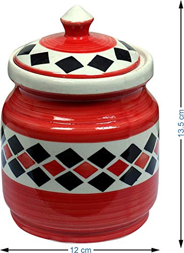 RAJ ROYAL Ceramic Storage Container Jar with Lid Storage Canister Red