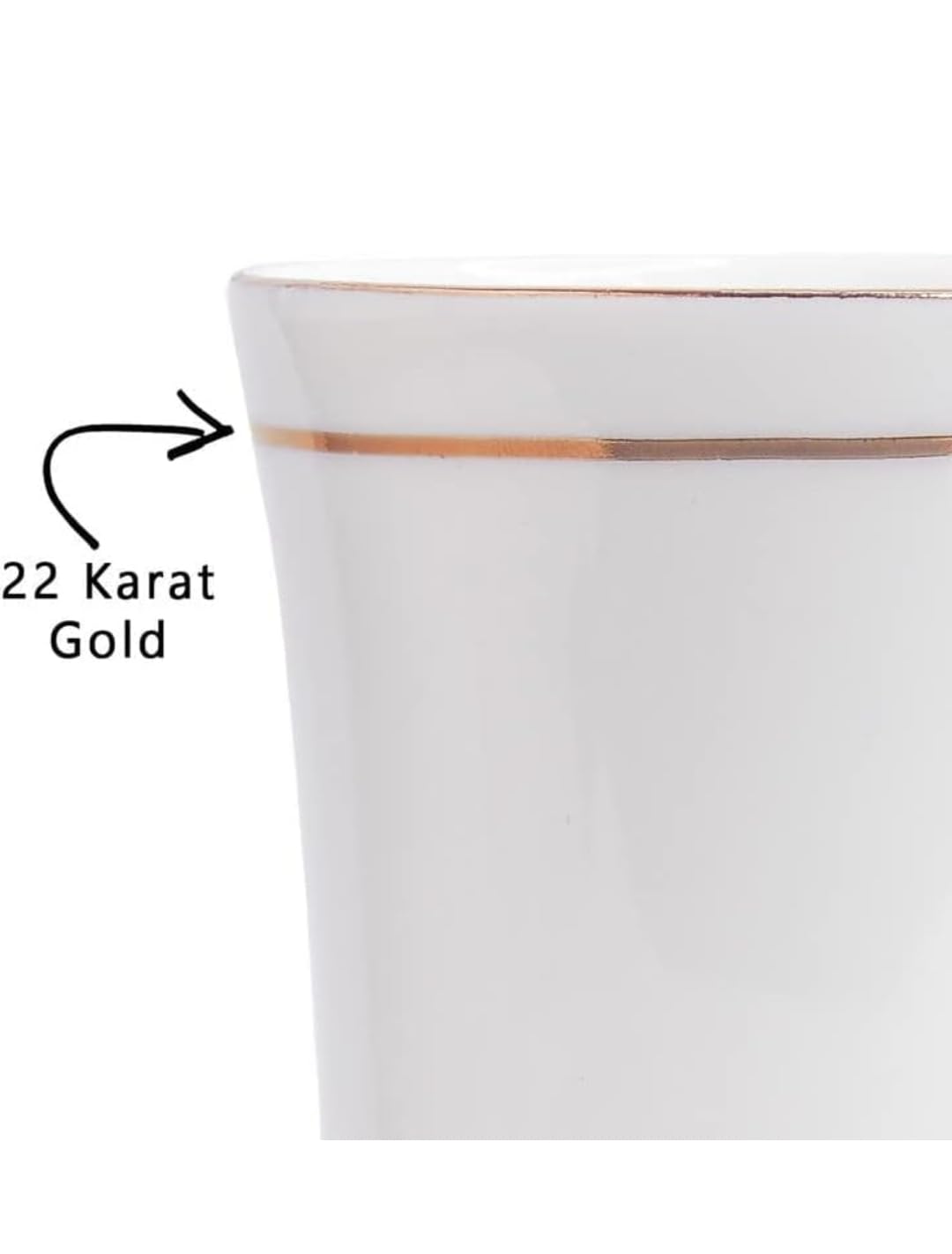 RAJ ROYAL Bone China Tea Coffee Cup Set Plain with Gold Line (Set of 6, 125 ML Each)