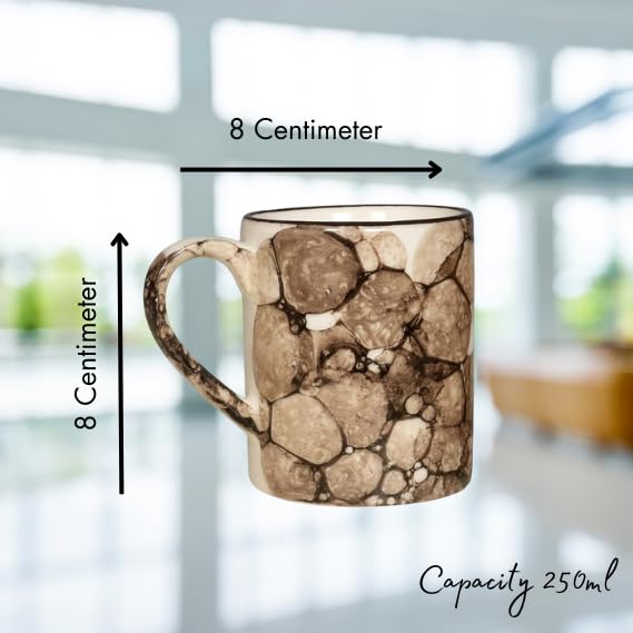 RAJ ROYAL Ceramic Mugs 250ml - Coffee/Tea Mugs - Microwave, Dishwasher Safe Tea Cups for Daily Use & Party (Set of 2 Cups)