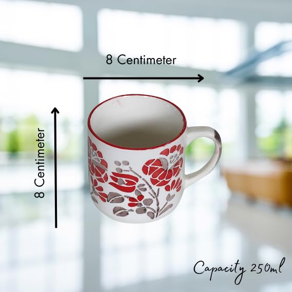 RAJ ROYAL Ceramic Mugs 250ml - Coffee/Tea Mugs - Microwave, Dishwasher Safe Tea Cups for Daily Use & Party (Set of 2 Cups)
