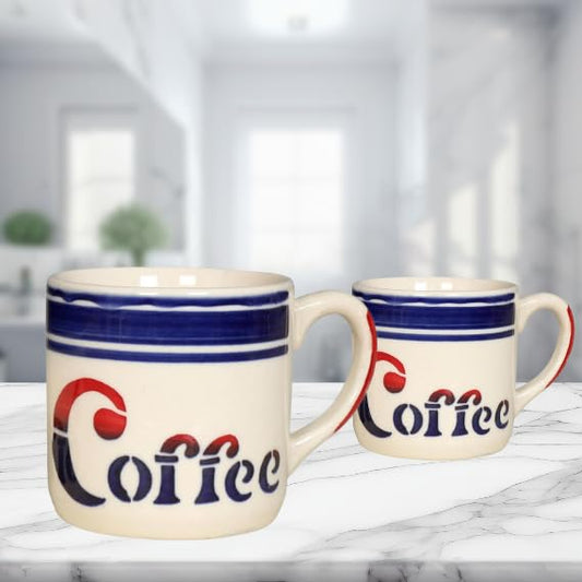 RAJ ROYAL Ceramic Mugs 250ml - Coffee/Tea Mugs - Microwave, Dishwasher Safe Tea Cups for Daily Use & Party (Set of 2 Cups)