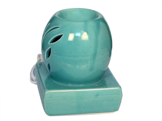 RAJ@ROYAL® Green Oval Shaped Ceramic Electric Aroma Diffuser Essential Oil Burner Air Freshener for Home SPA Office Decor (15 x 12 cm, Green)