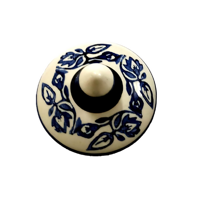 RAJ ROYAL Blue Pottery Hand Paintaed Mughal Ceramic Cornichon Storage Jar for Sugar | 750 GR