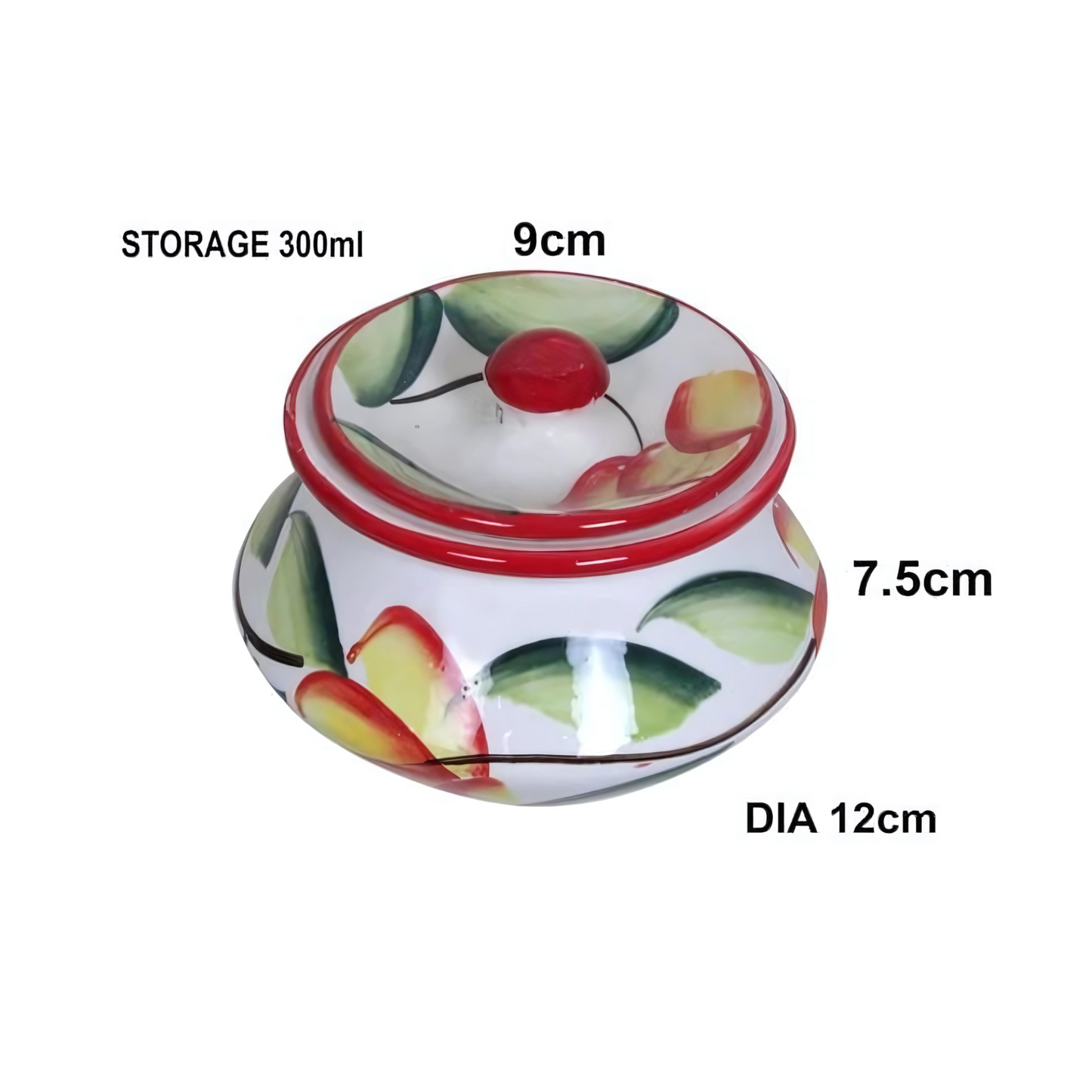 RAJ ROYAL Hand Painted Ceramic Storage Jar and Tray for Pickle Dry Fruits Multipurpose Storage Jar Conatiner with Lid for Home Living Room Dining Room Kitchen Storage Canister (Set of 4) (Multicolour)