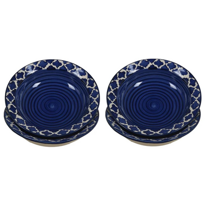 RAJ ROYAL Ceramic Hand-Painted Microwave & Oven Safe Pasta Plate| Soup Plate | Snack Plates - Set of 2 Plates (10 Inch, Seashell Blue)