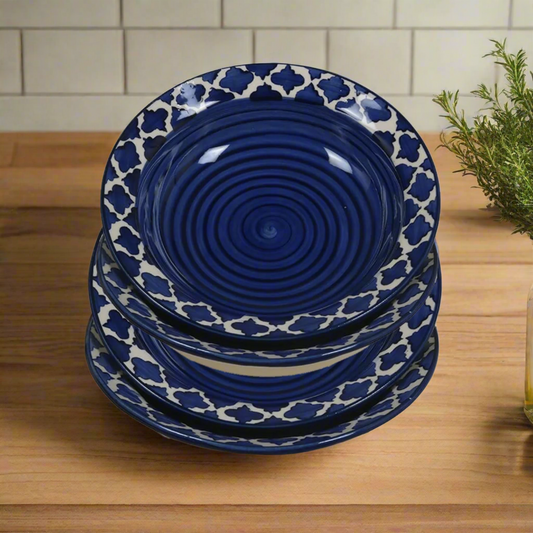 Ceramic Microwave & Oven Safe Plate Set of 4 Plates (7 Inch, Seashell)