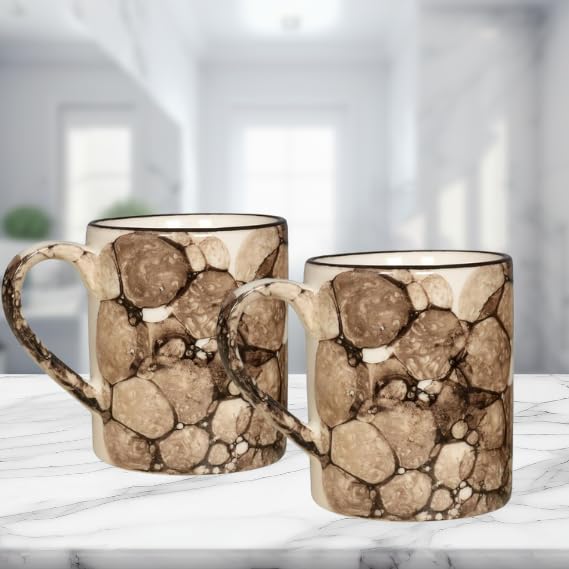 RAJ ROYAL Ceramic Mugs 250ml - Coffee/Tea Mugs - Microwave, Dishwasher Safe Tea Cups for Daily Use & Party (Set of 2 Cups)