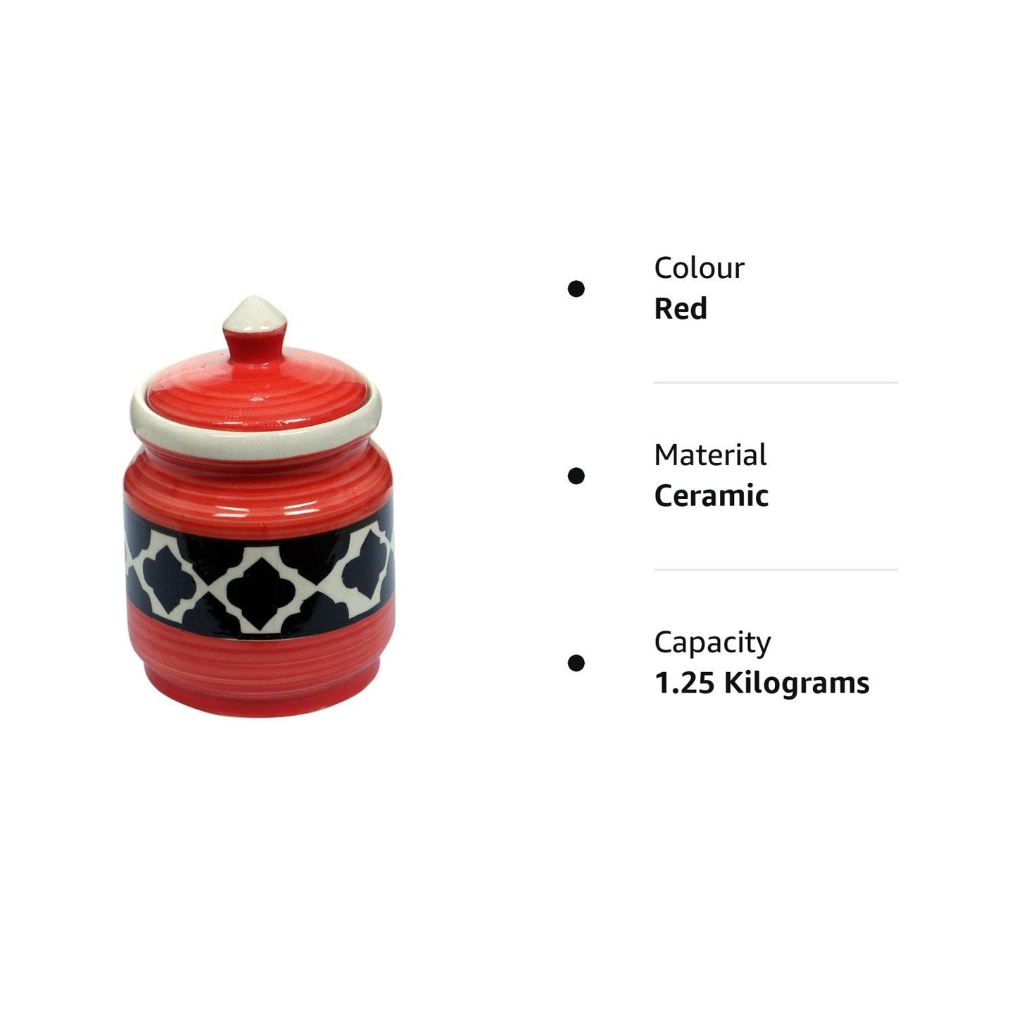 RAJ ROYAL Ceramic Storage Container - 1 Piece, Red