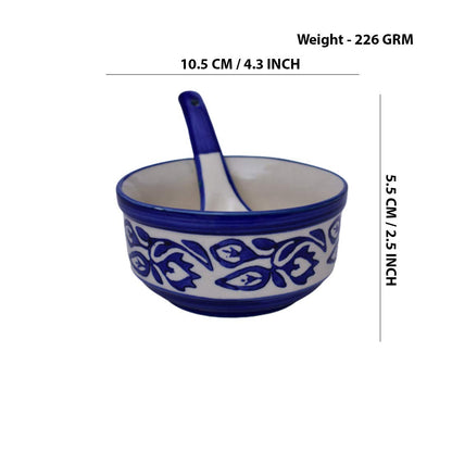 Raj Royal Ceramic Dinning Serving /Snack/ Mixing /Vegetable / Cereal / Soup / Salad / Tableware / Pudding Multipurpose / Desert / Food Storage Container / Hand Painted Blue Bail Bowl Set of 4 /Microwave Safe/(1300 ML, 700 ML, 500 ML, 300 ML)