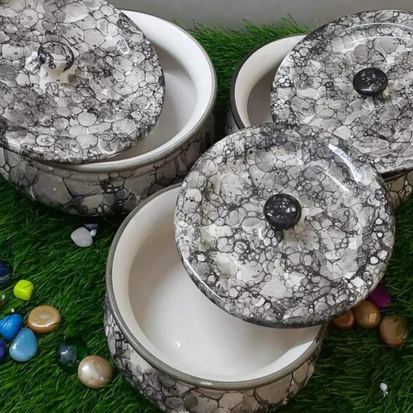 Raj Royal Ceramic Dinning Serving /Snack/ Mixing /Vegetable / Cereal / Soup / Salad / Tableware / Pudding Multipurpose / Desert / Food Storage Container Donga/ Degchi/ Handi / Casserole .