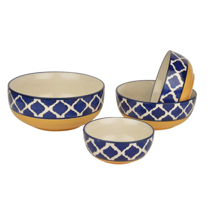 RAJ ROYAL Handmade Ceramic Serveware Bowls Dessert Latest Green Design Bowl Dinner Set of 4 Pc's as a Kitchen Serving Set Pudding Multipurpose Katori for Serving Dish in Home