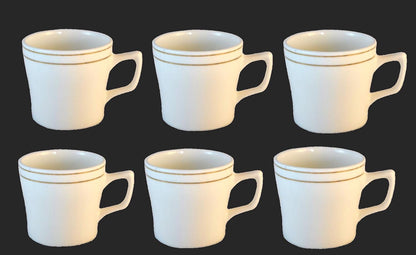 RAJ ROYAL Bone China Tea Coffee Cup Set Plain with Gold Line (Set of 6, 125 ML Each)