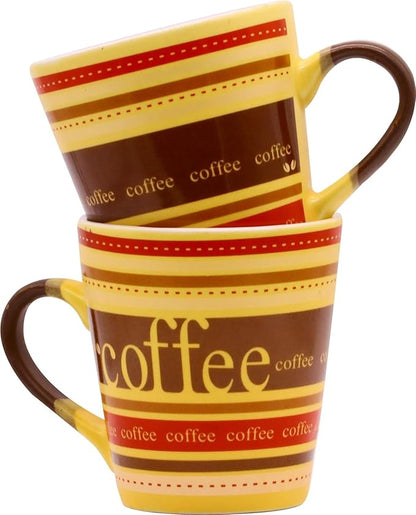 Raj Rayol Handcrafted Microwave Safe Pure Ceramic Coffee Mug/Tea Cup Set with Handle Set of 6 (Blue & Yellow)