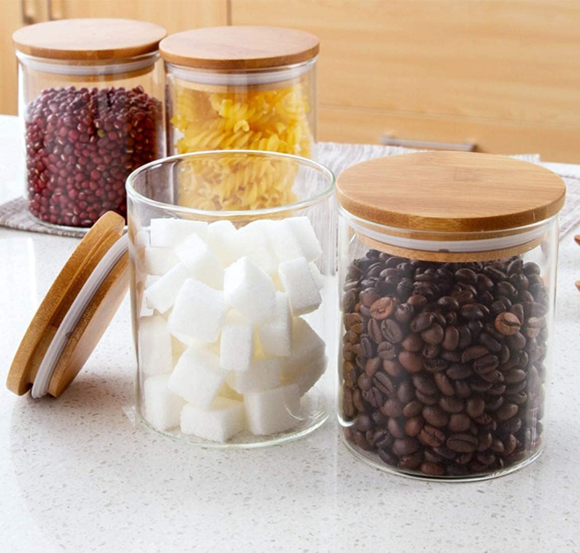 RAJ ROYAL Borosilicate Airtight Food Storage Jar with Wooden Lid Capacity  500 ML