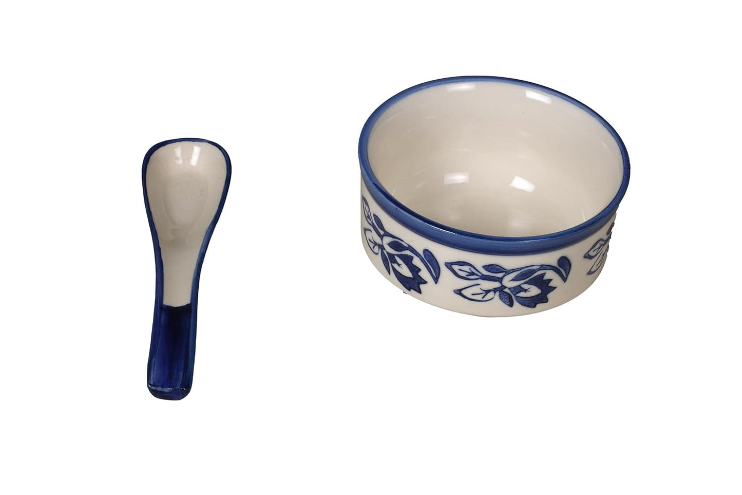 Raj Royal Ceramic Dinning Serving /Snack/ Mixing /Vegetable / Cereal / Soup / Salad / Tableware / Pudding Multipurpose / Desert / Food Storage Container / Hand Painted Blue Bail Bowl Set of 4 /Microwave Safe/(1300 ML, 700 ML, 500 ML, 300 ML)