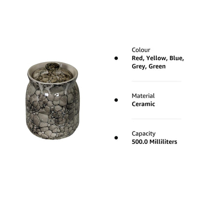 RAJ ROYAL Ceramic Storage Container Jar With Lid - Storage Canister (Grey) - 1.25 Kilogram