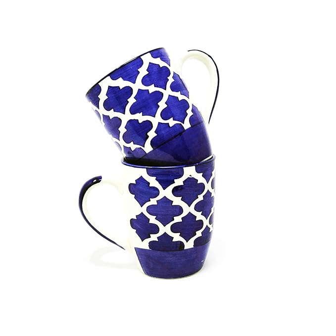 RAJ ROYAL Ceramic Mugs 250ml - Coffee/Tea Mugs - Microwave, Dishwasher Safe Tea Cups for Daily Use & Party (Set of 2 Cups)