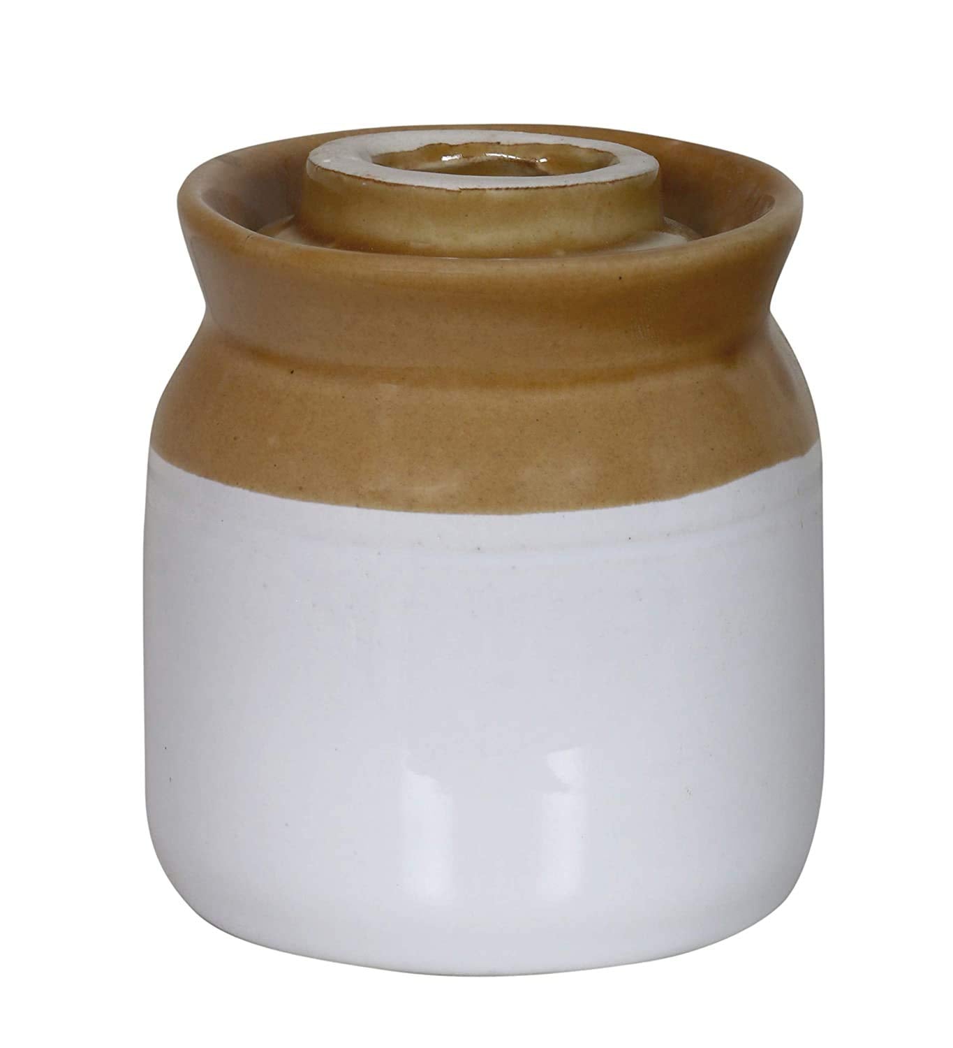 RAJ ROYAL Ceramic Storage Jar for Pickle Set of 6 (White & Brown)