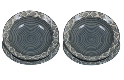 RAJ ROYAL Ceramic Hand-Painted Microwave & Oven Safe Pasta Plate| Soup Plate | Snack Plates - Set of 4 Plates (6 Inch, Seashell Grey)