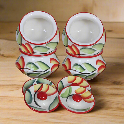RAJ ROYAL Hand Painted Ceramic Storage Jar and Tray for Pickle Dry Fruits Multipurpose Storage Jar Conatiner with Lid for Home Living Room Dining Room Kitchen Storage Canister (Set of 4) (Multicolour)