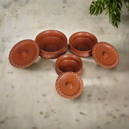 RAJ ROYAL Hand Painted Ceramic Cornichon Storage Jar for Pickle, Dry items White Pottery Dry Food Storage Container Donga with Lid For Kitchen, Home, Hotel, Restaurant, Handi Set of 3 (Tan)