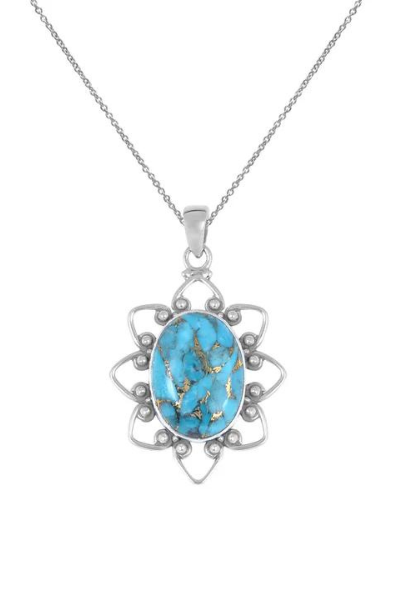 RAJ ROYAL Natural Turquoise Pendant in 925 Sterling Silver