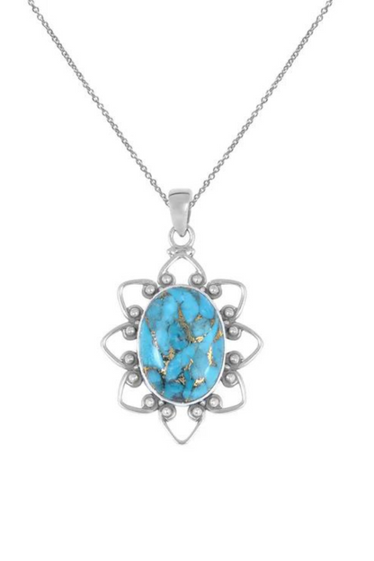 RAJ ROYAL Natural Turquoise Pendant in 925 Sterling Silver