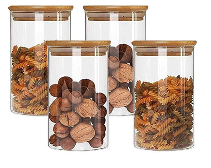 RAJ ROYAL Borosilicate Airtight Food Storage Jar with Wooden Lid Capacity  2000 ML