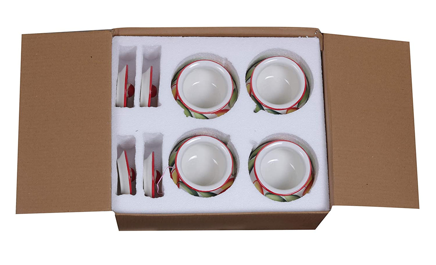 RAJ ROYAL Ceramic Food Storage Container Dahi Handi with lid Set of 4 Storage Canister (Multicolour)