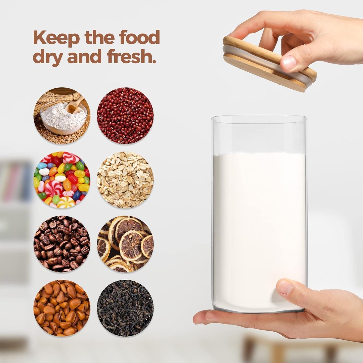 RAJ ROYAL Borosilicate Airtight Food Storage Jar with Wooden Lid Capacity  1500 ML