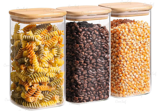 RAJ ROYAL Borosilicate Airtight Food Storage Jar with Wooden Lid Capacity  1500 ML
