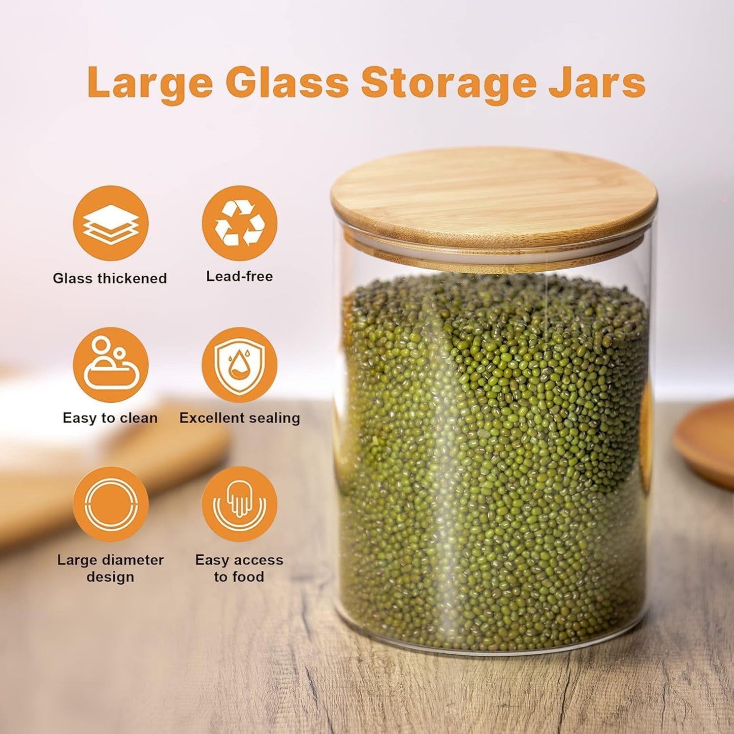 RAJ ROYAL Borosilicate Airtight Food Storage Jar with Wooden Lid Capacity  2000 ML