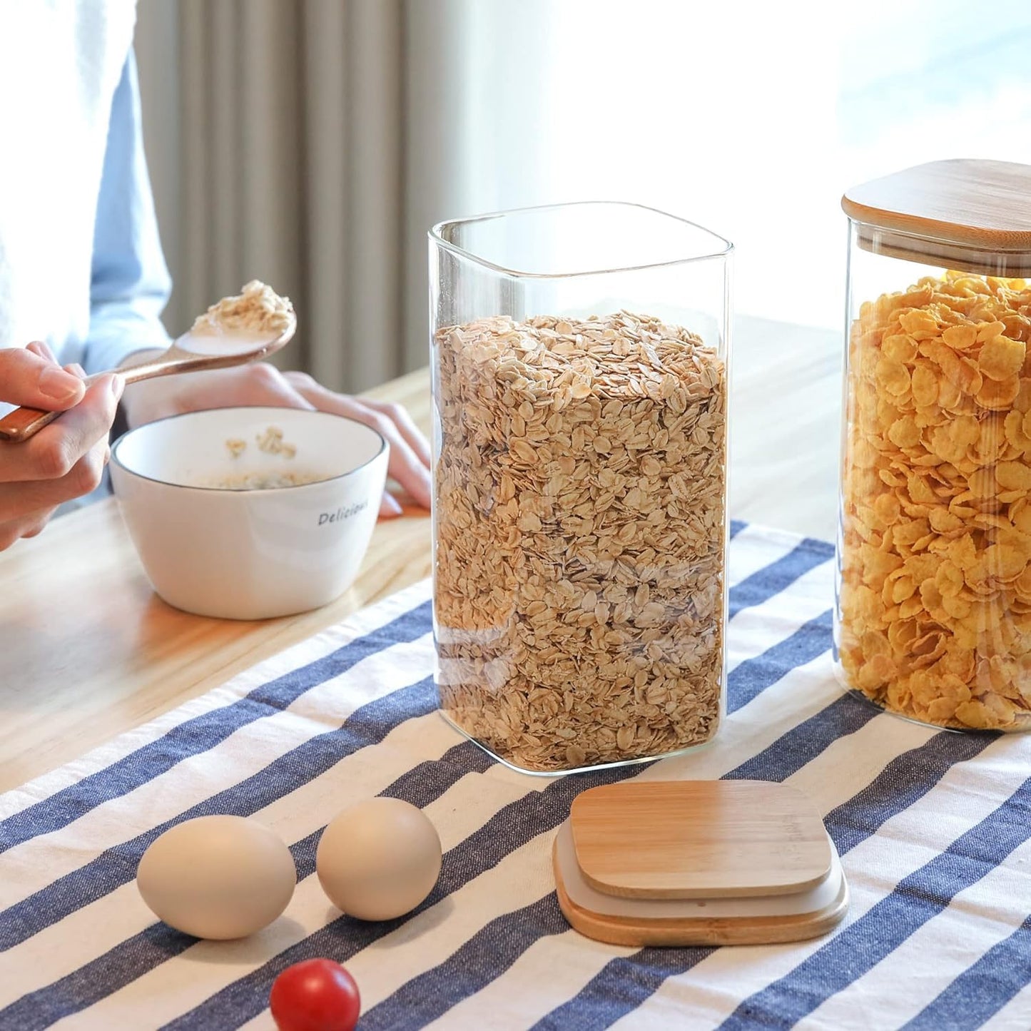 RAJ ROYAL Borosilicate Airtight Food Storage Jar with Wooden Lid Capacity  1500 ML
