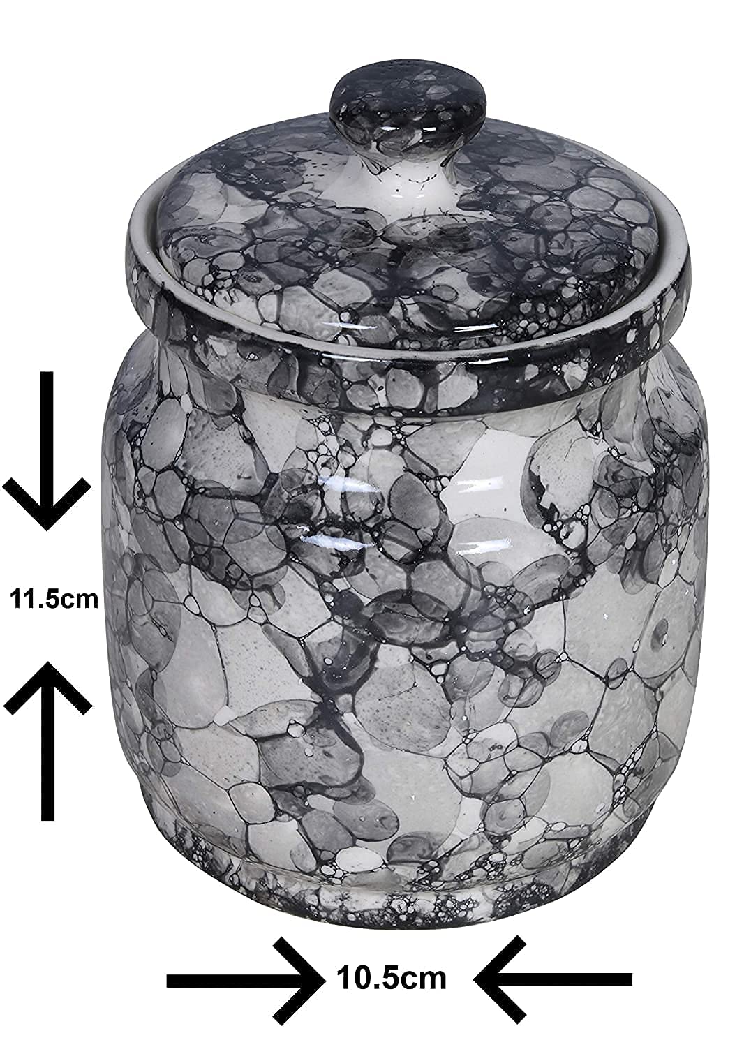 RAJ ROYAL Ceramic Storage Container Jar With Lid - Storage Canister (Grey) - 1.25 Kilogram