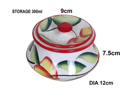 RAJ ROYAL Ceramic Food Storage Container Dahi Handi with lid Set of 4 Storage Canister (Multicolour)