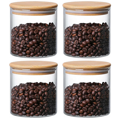 RAJ ROYAL Borosilicate Airtight Food Storage Jar with Wooden Lid Capacity  500 ML