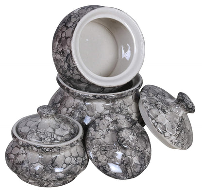 RAJ ROYAL Microwave Safe Ceramic Dessert Caseroll Set 3 Pc's Multipurpose Food Storage Container with Lid Kitchen Casserole Set for Serving