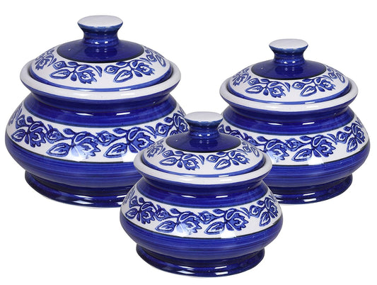 RAJ ROYAL Microwave Safe Ceramic Dessert Caseroll Set 3 Pc's Multipurpose Food Storage Container with Lid Kitchen Casserole Set for Serving