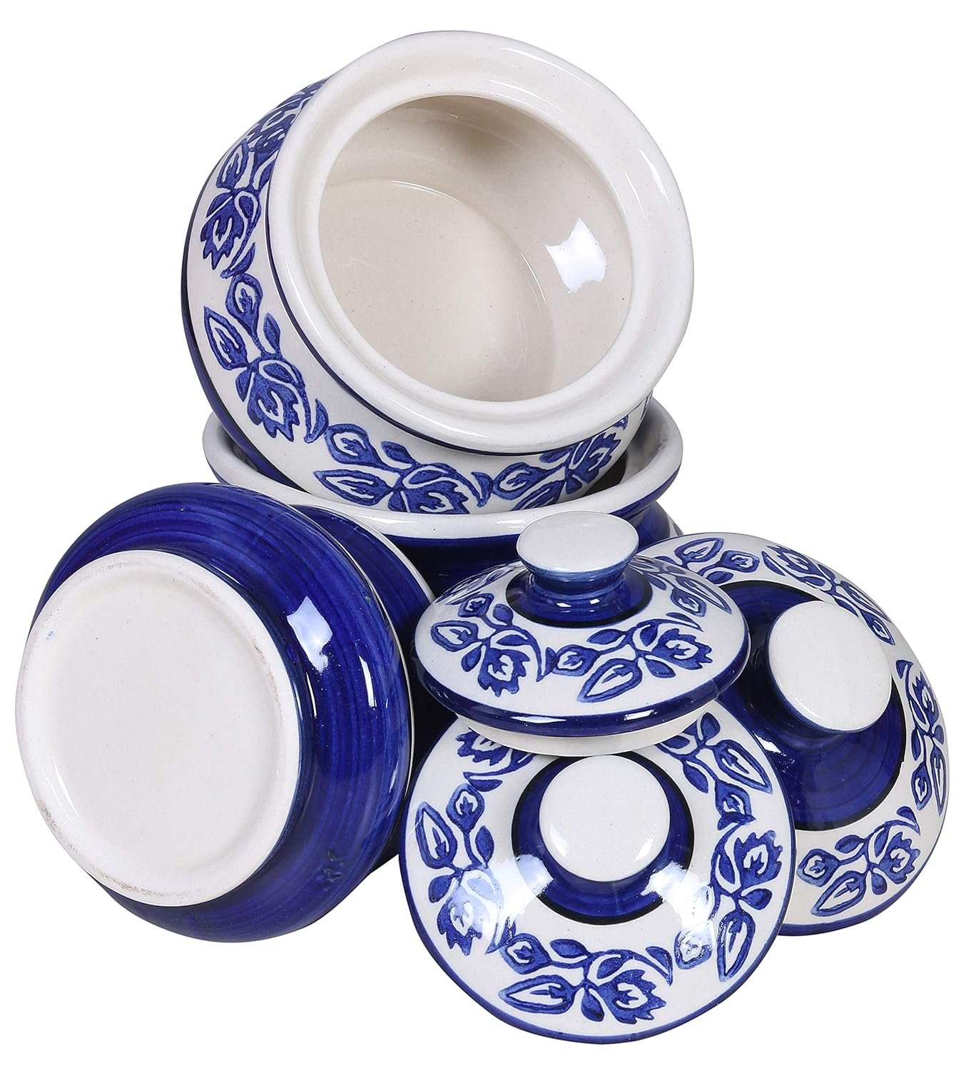RAJ ROYAL Microwave Safe Ceramic Dessert Caseroll Set 3 Pc's Multipurpose Food Storage Container with Lid Kitchen Casserole Set for Serving