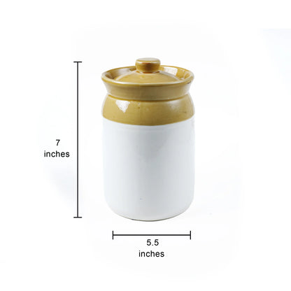 RAJ ROYAL Ceramic Pottery Hand Painted Cornichon Crockery Pulses Dry Fruit Tea Pickle Coffee Multipurpose Food Storage Jar Container with Lid For Kitchen Home