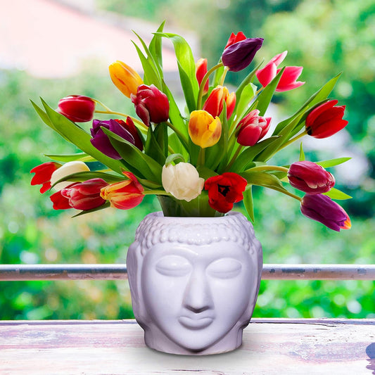 RAJ ROYAL Handcrafted Ceramic Bhuddha Shape Flower Vase for Living Room Handmade Decorative Vases Pot Planter for Garden for Home Office Decoration Pots 1 Piece