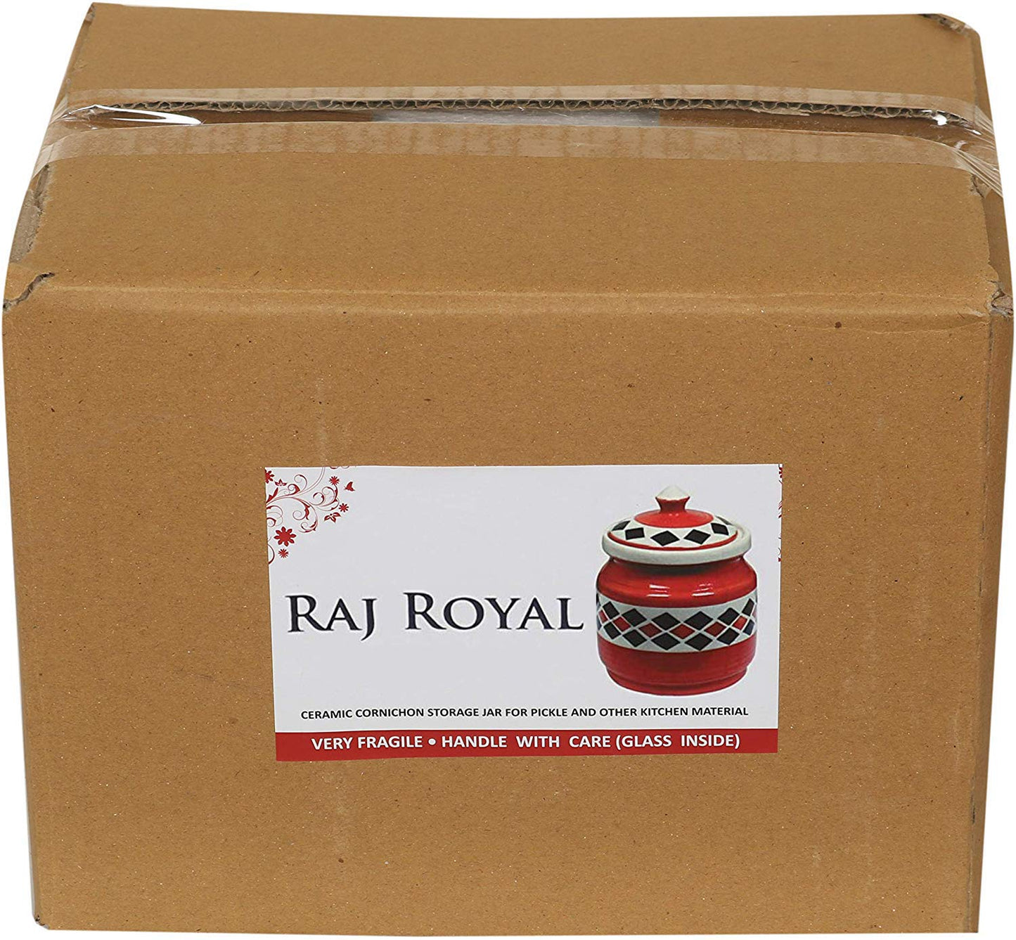 RAJ ROYAL Ceramic Storage Container Jar with Lid Storage Canister Red