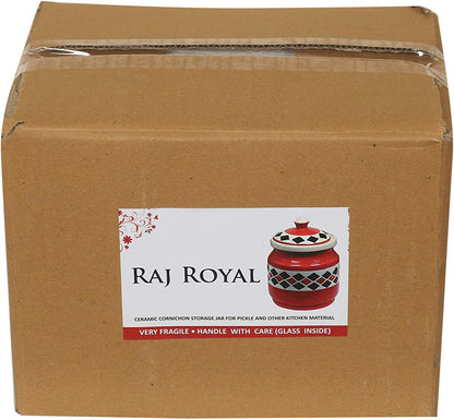 RAJ ROYAL Ceramic Storage Container Jar with Lid Storage Canister Red