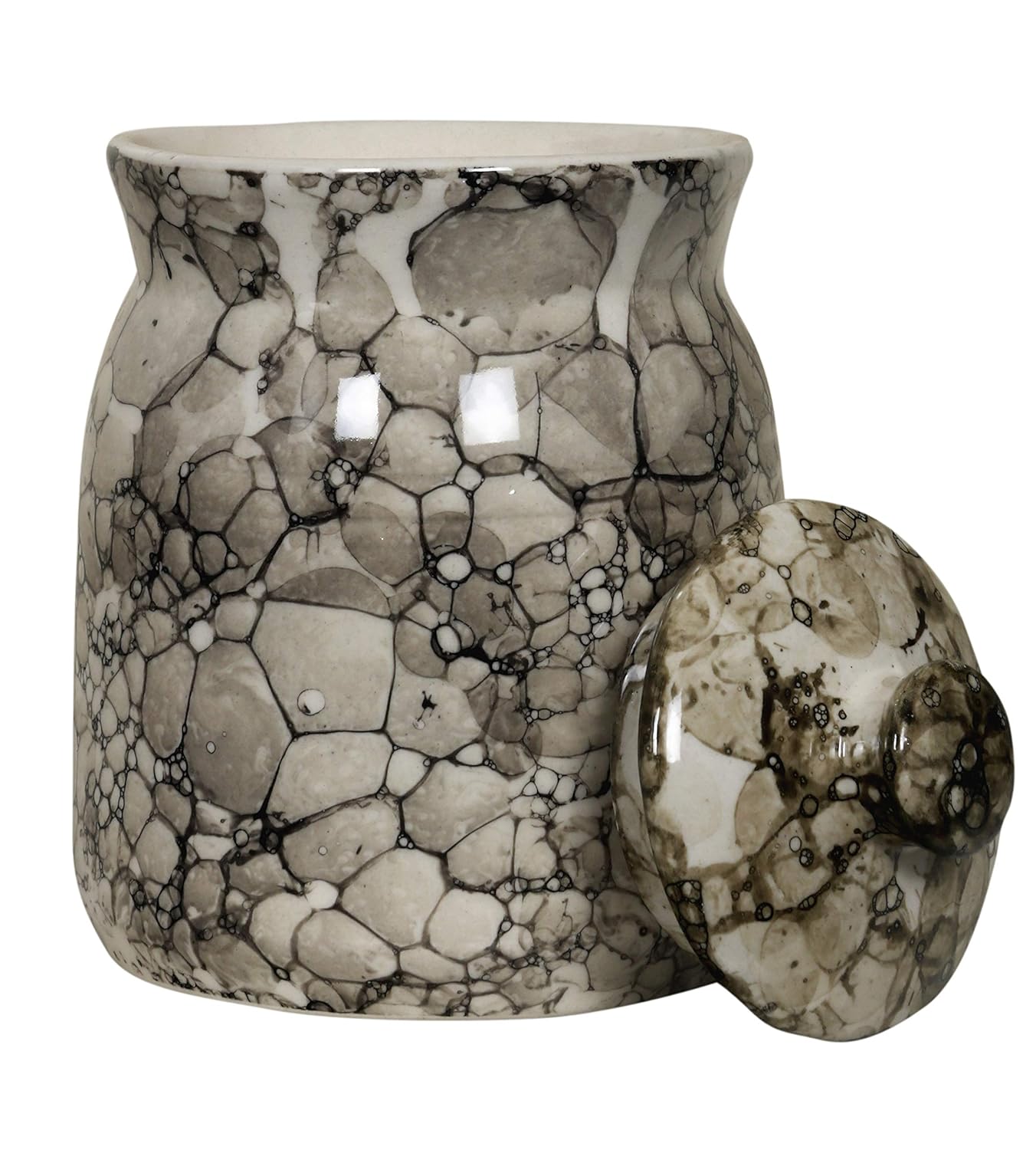 RAJ ROYAL Ceramic Storage Container Jar With Lid - Storage Canister (Grey) - 1.25 Kilogram