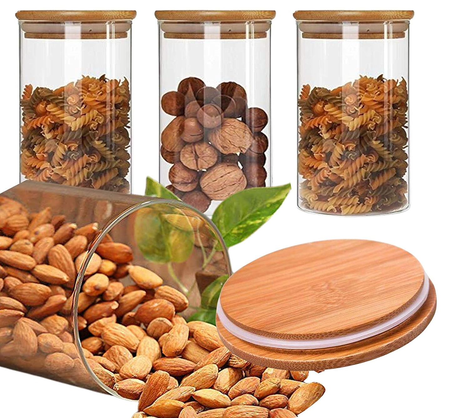 RAJ ROYAL Borosilicate Airtight Food Storage Jar with Wooden Lid Capacity  2000 ML