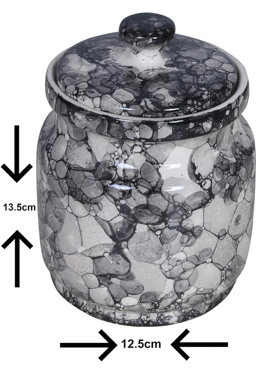 RAJ ROYAL Ceramic Storage Container Jar With Lid - Storage Canister (Grey) - 1.25 Kilogram
