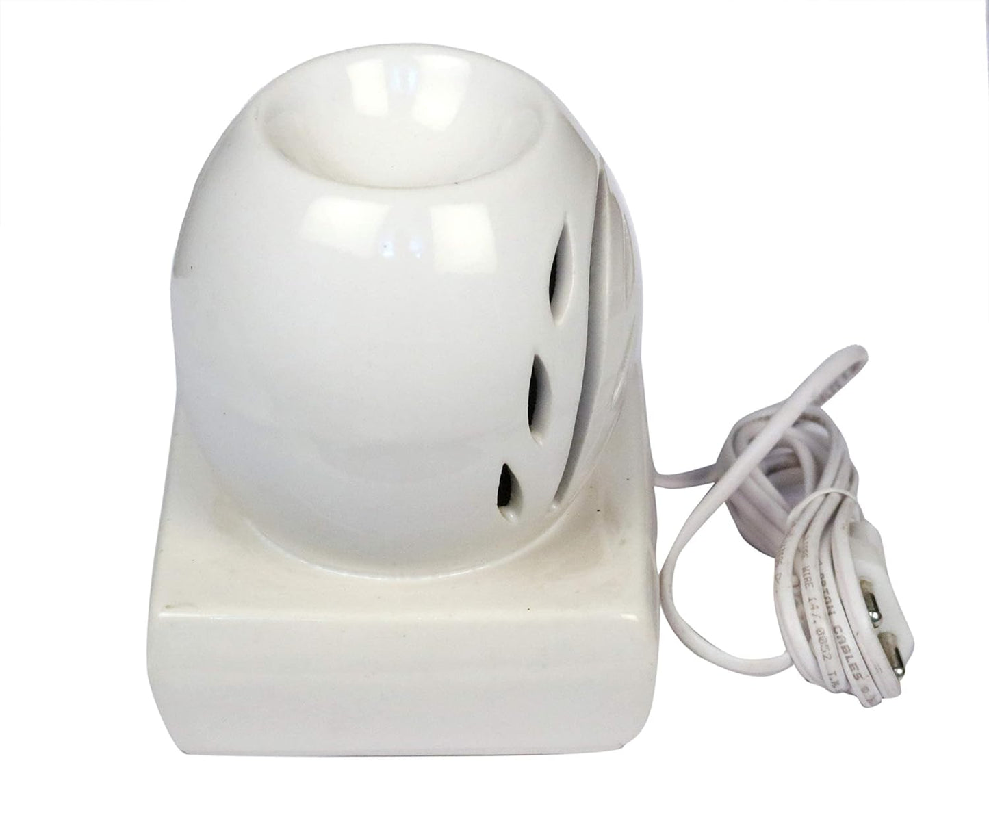 RAJ@ROYAL® White Oval Shaped Ceramic Electric Aroma Diffuser Essential Oil Burner Air Freshener for Home SPA Office Decor (15 x 12 cm, White)