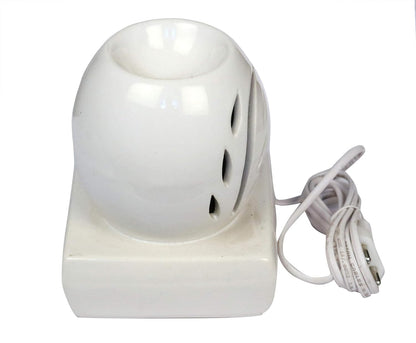 RAJ@ROYAL® White Oval Shaped Ceramic Electric Aroma Diffuser Essential Oil Burner Air Freshener for Home SPA Office Decor (15 x 12 cm, White)