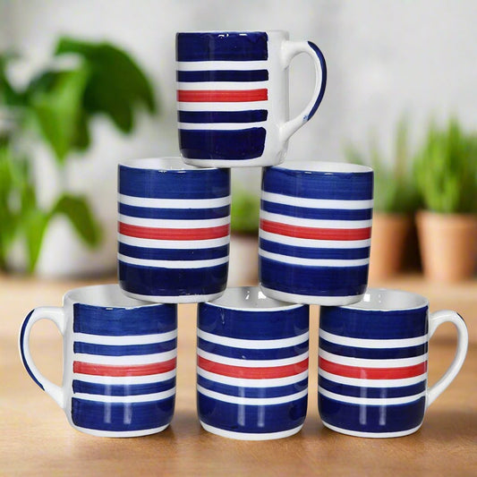 Raj Royal Handcrafted Ceramic Tea Cup/Coffee Mug Set of 6 (300ml)