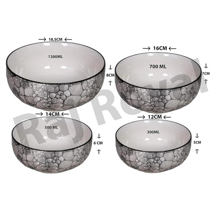 RAJ ROYAL Handmade Ceramic Serveware Bowls Dessert Latest Green Design Bowl Dinner Set of 4 Pc's as a Kitchen Serving Set Pudding Multipurpose Katori for Serving Dish in Home
